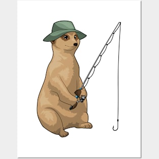 Meerkat Fishing Fisher Fishing rod Posters and Art